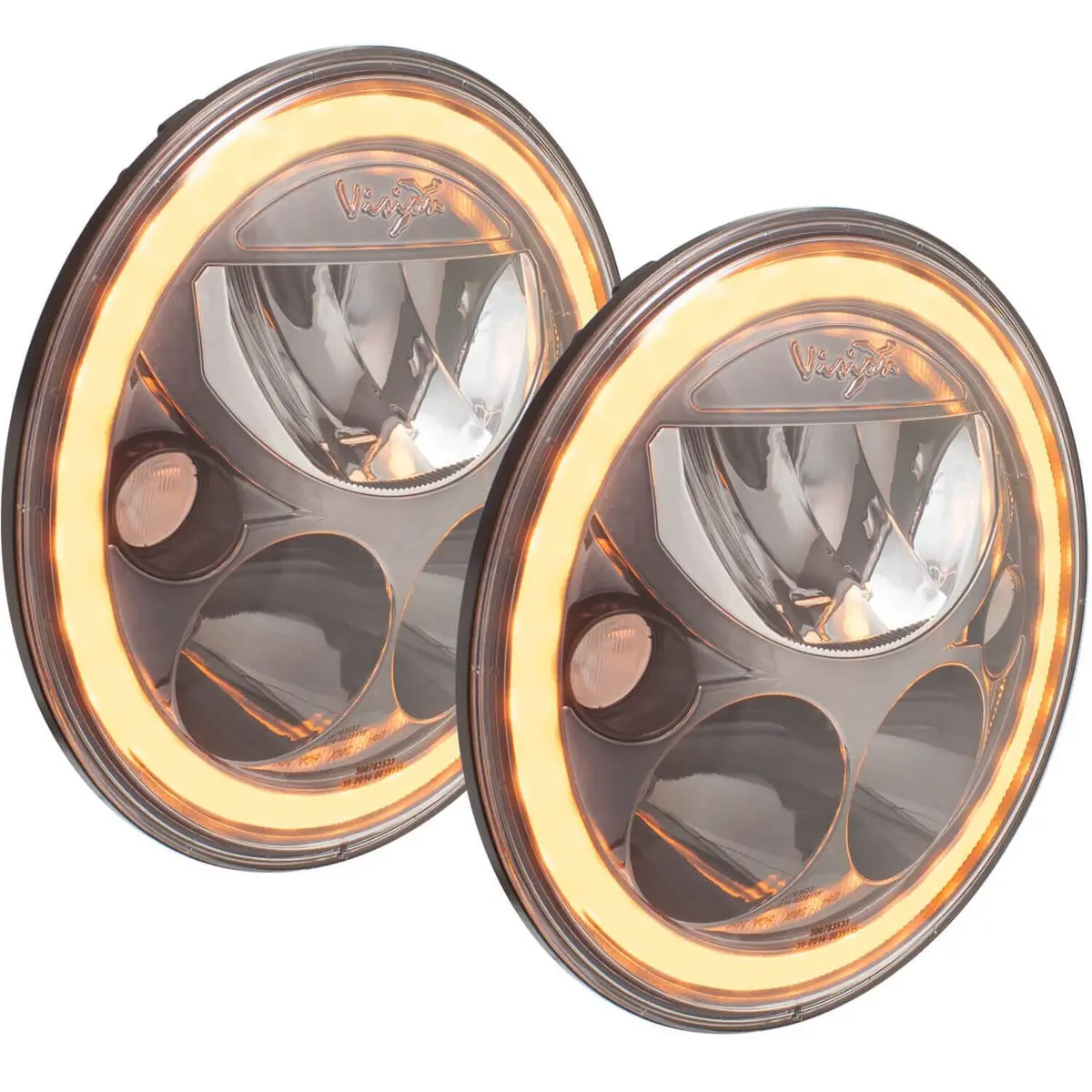 2007-2017 Jeep Jk Vx Led Headlight Kit - Black Chrome | Amber Halo 2