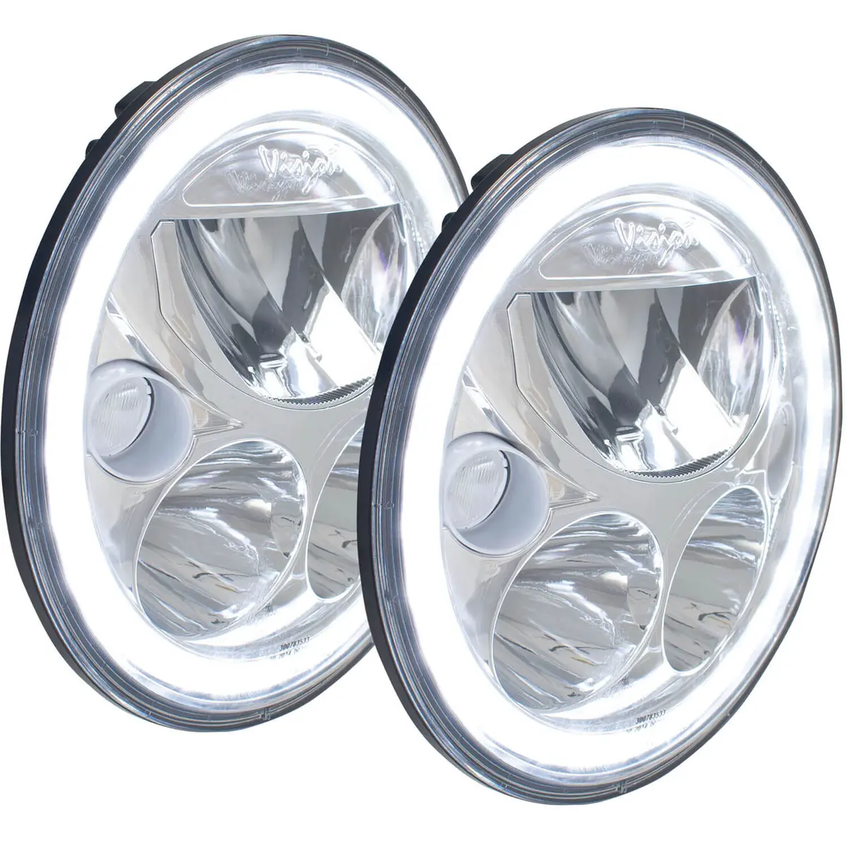 2007-2017 Jeep Jk Vx Led Headlight Kit - Chrome | White Halo 2
