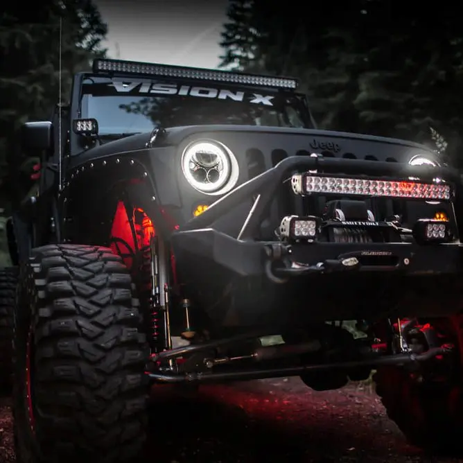 2007-2017 Jeep Jk Vx Led Headlight Kit - Chrome | White Halo 1