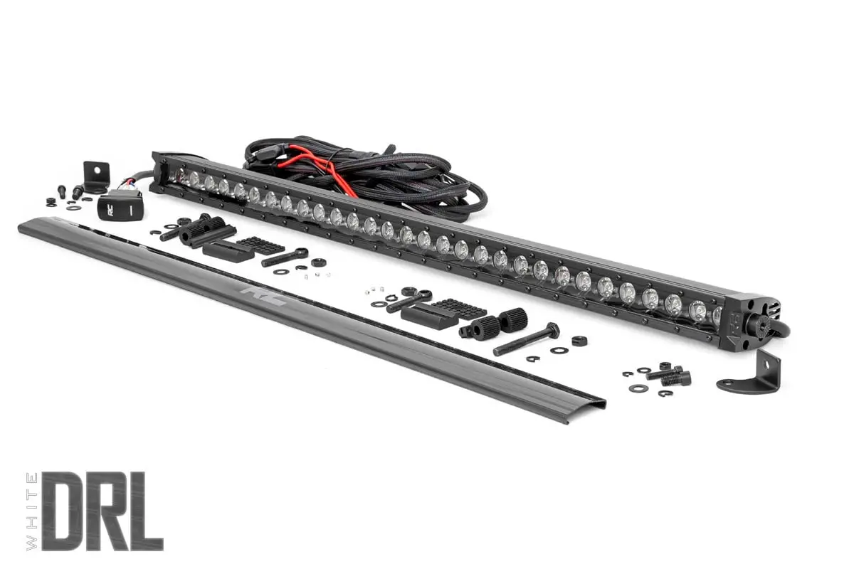 Black Series Led Light Bar Cool White Drl 30 Inch Single Row 1
