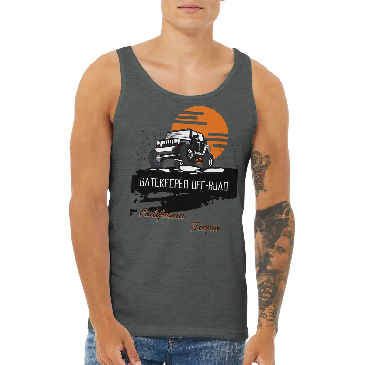 Gatekeeper Cali Jeepin Unisex Premium Tank Top - Image 4