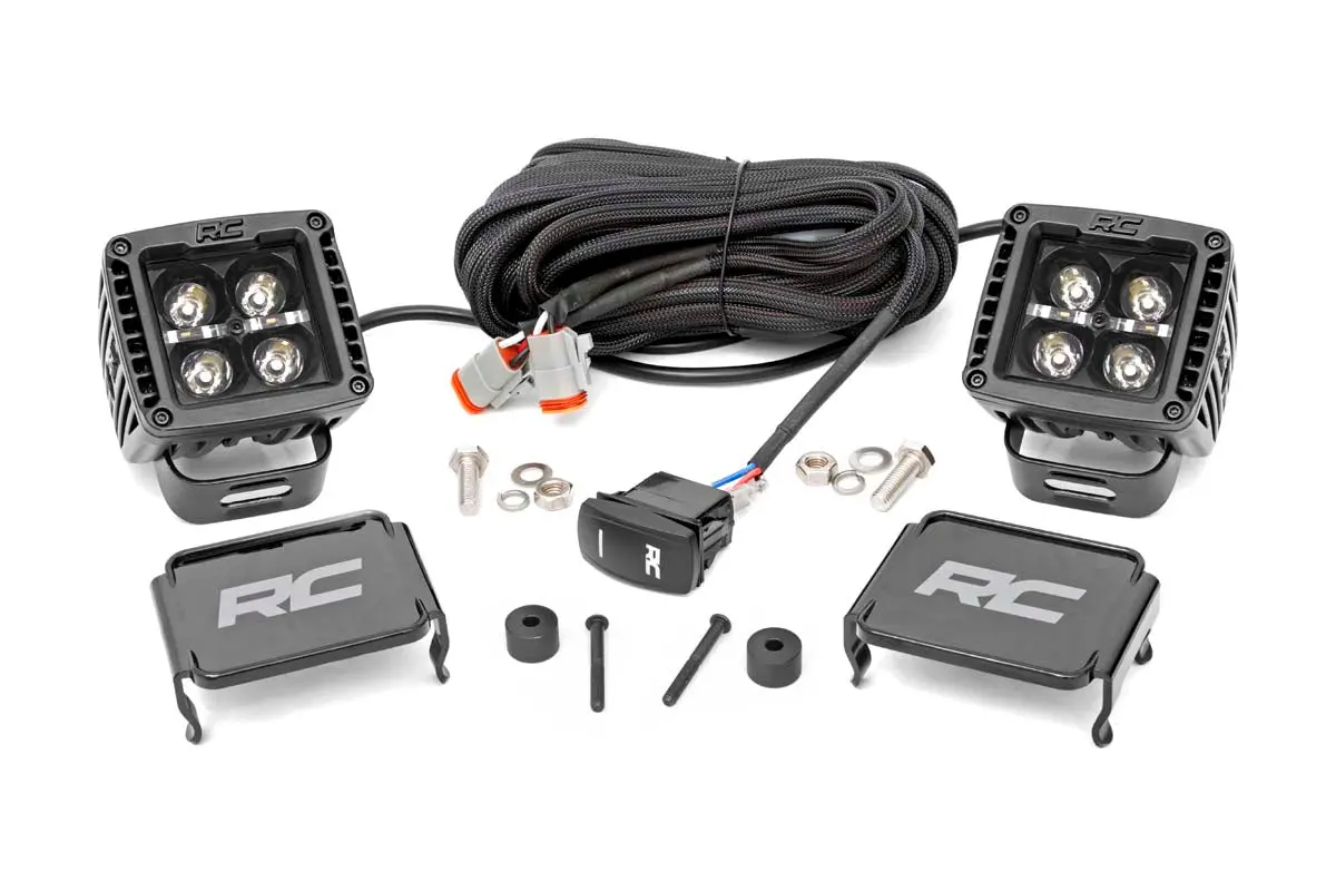 Jeep 2 Inch Led Cube Easy Mount Kit Black Series W Amber Drl 18 21 Wrangler Jl 20 21 Gladiator 1