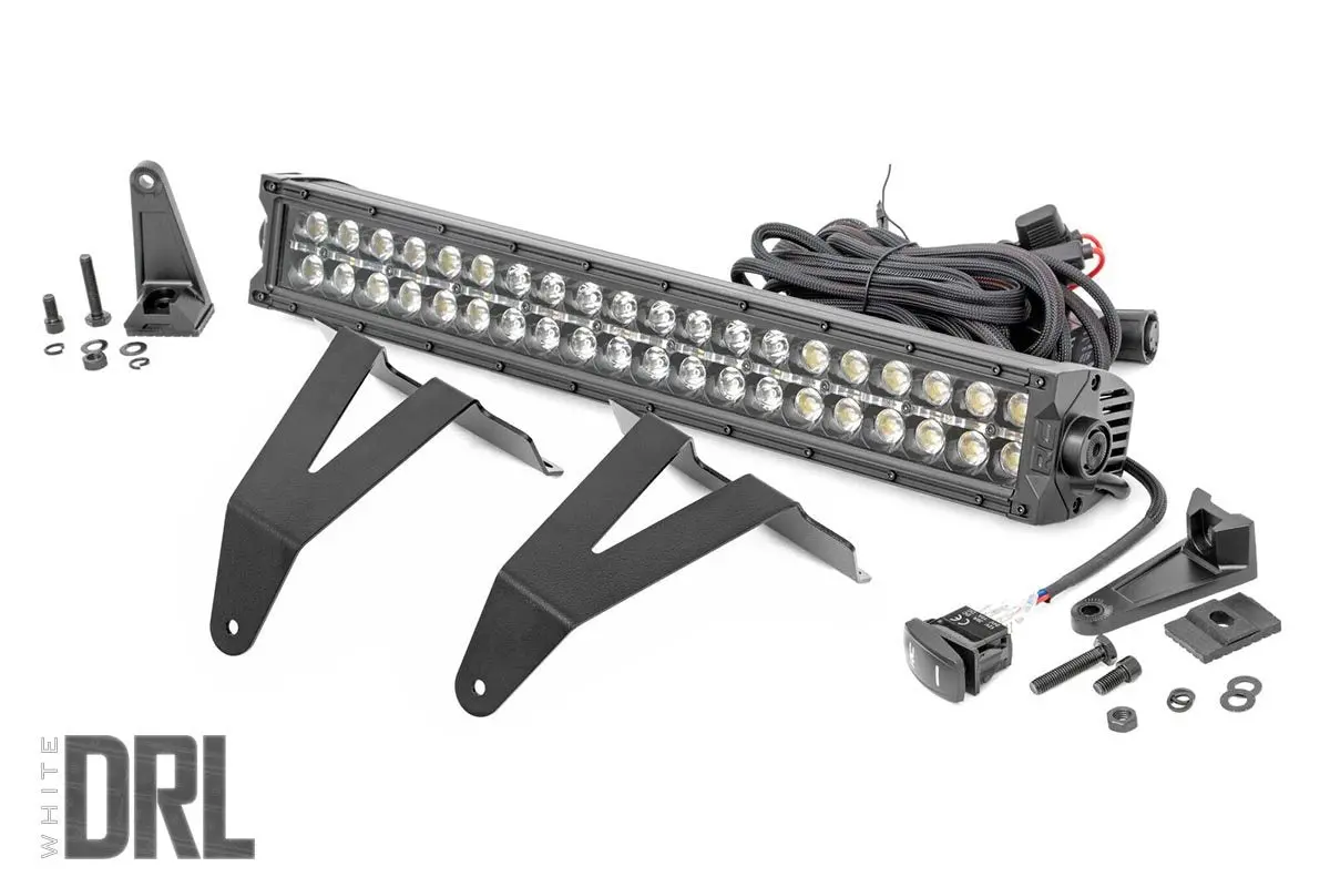 Led Light Bumper Mount 20Inch Black Dual Row White Drl Ram 1500 19 23 1