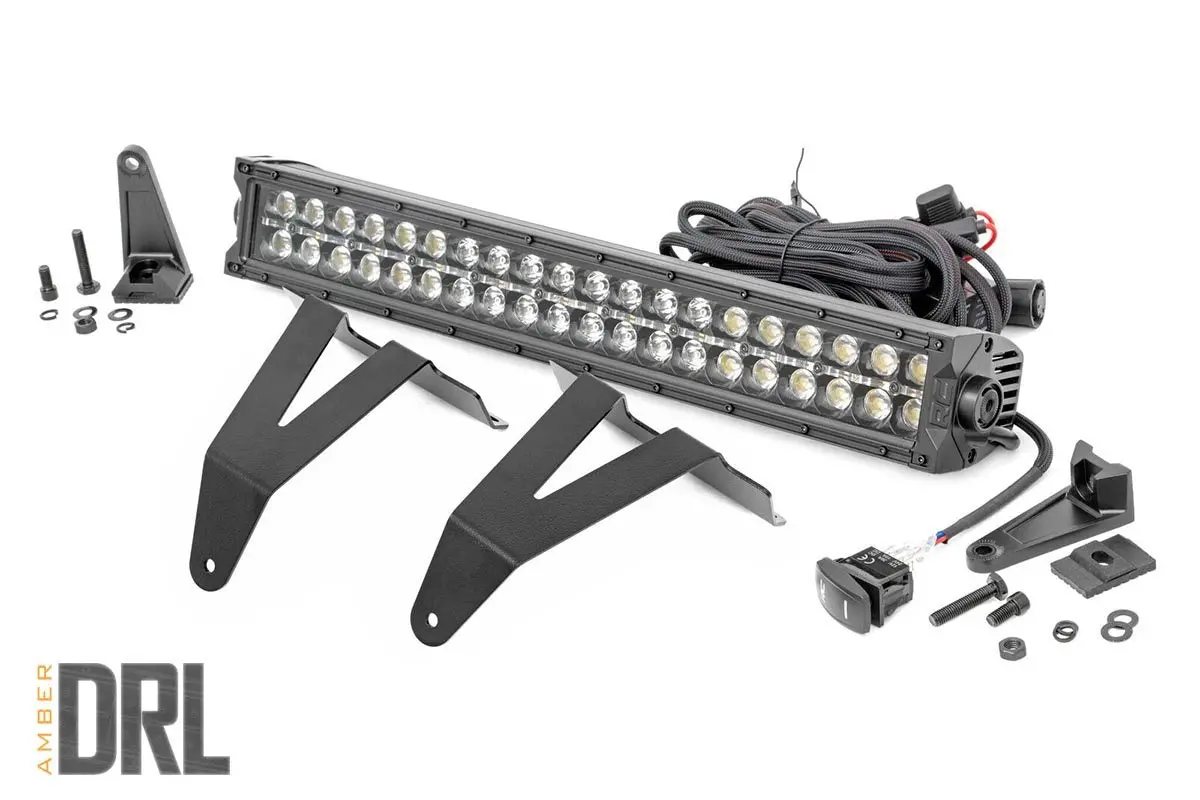 Led Light Bumper Mount 20Inch Black Dual Row Amber Drl Ram 1500 19 23 1