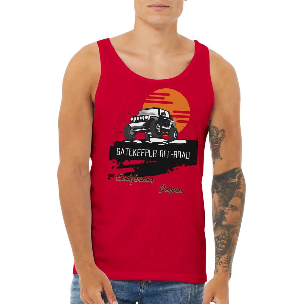 Gatekeeper Cali Jeepin Unisex Premium Tank Top - Image 3