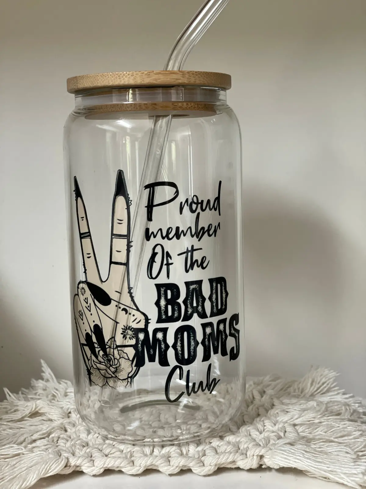 Proud Member | Bad Moms Club | Idgaf | Don't Mess With Me | Beer Can Glass 1
