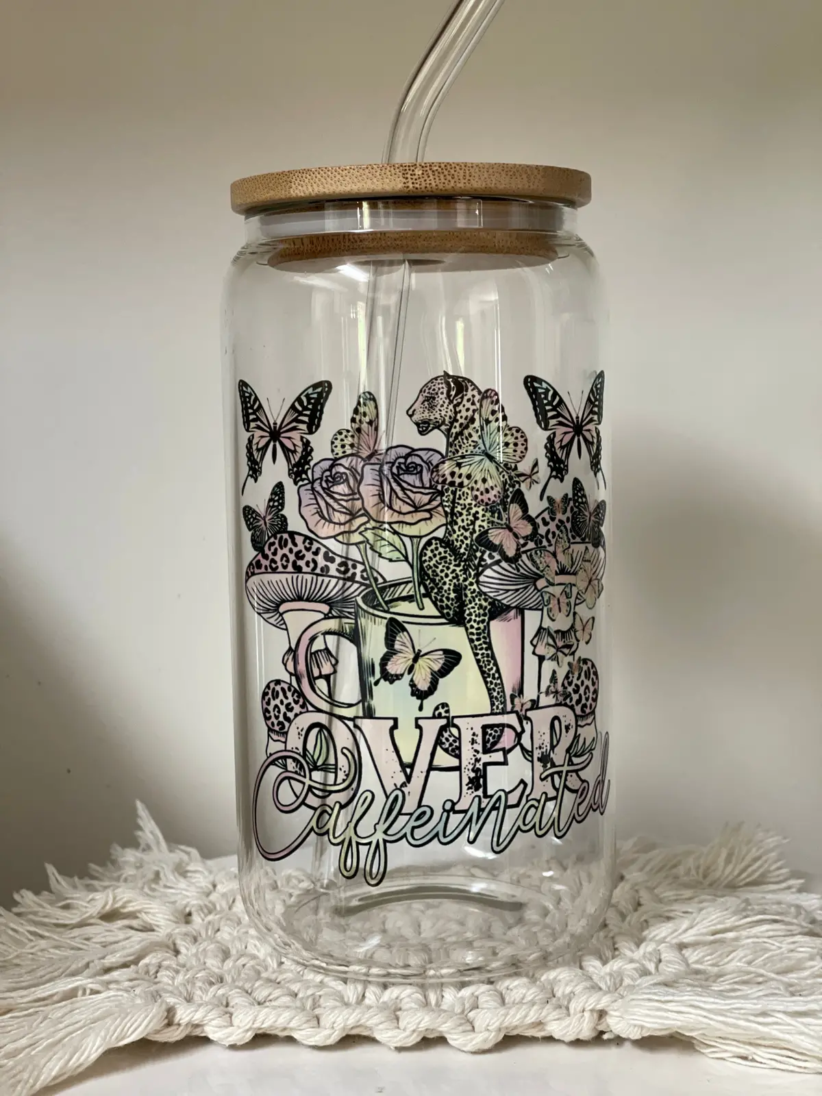 Over Caffeinated | Iced Coffee | Beverage | Beer Me | Glass Cup 1