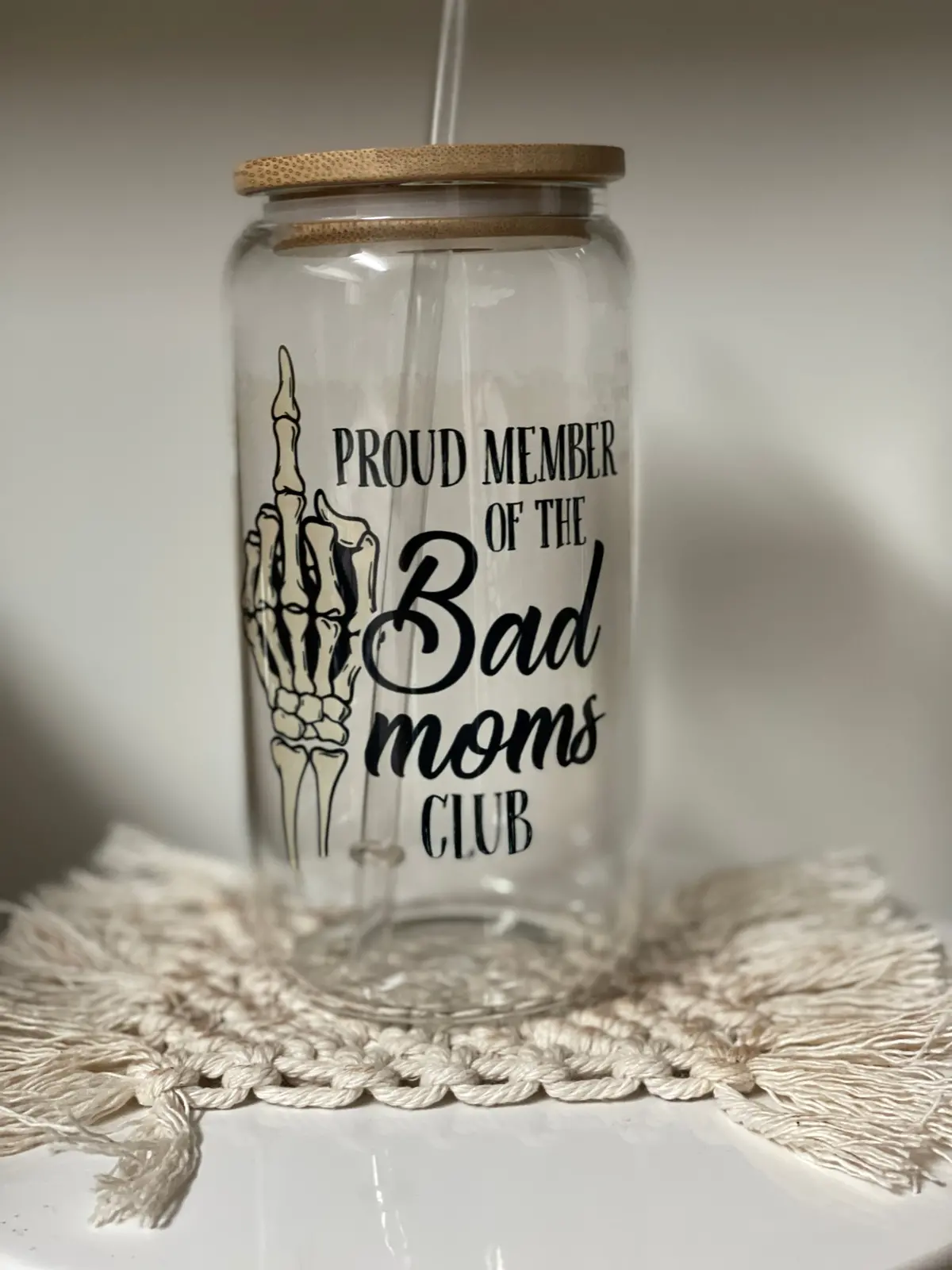 Proud Member | Bad Moms Club | Idgaf | Beer Can Glass 1