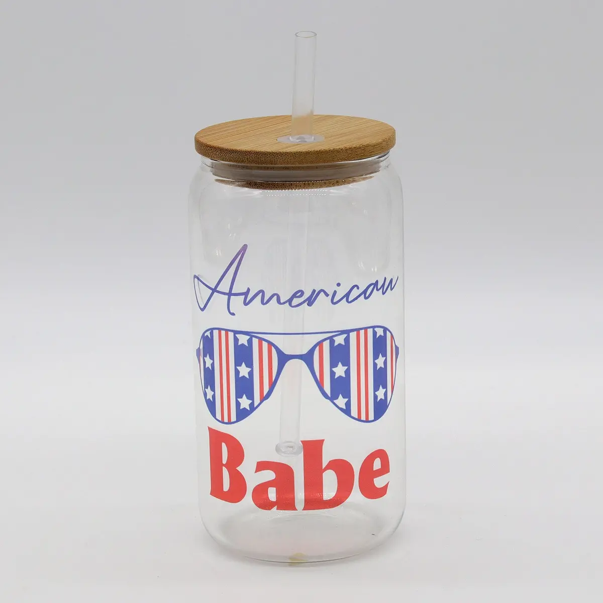American Babe | Babe | Glass Can | America | Pass Me A Cold One | July | Patriotic | Red White Blue 1