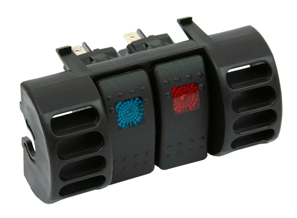87-96 Jeep Tj Upper Air Vent Switch Pod W/ 2 Rocker Switches Blue And Red Daystar 1