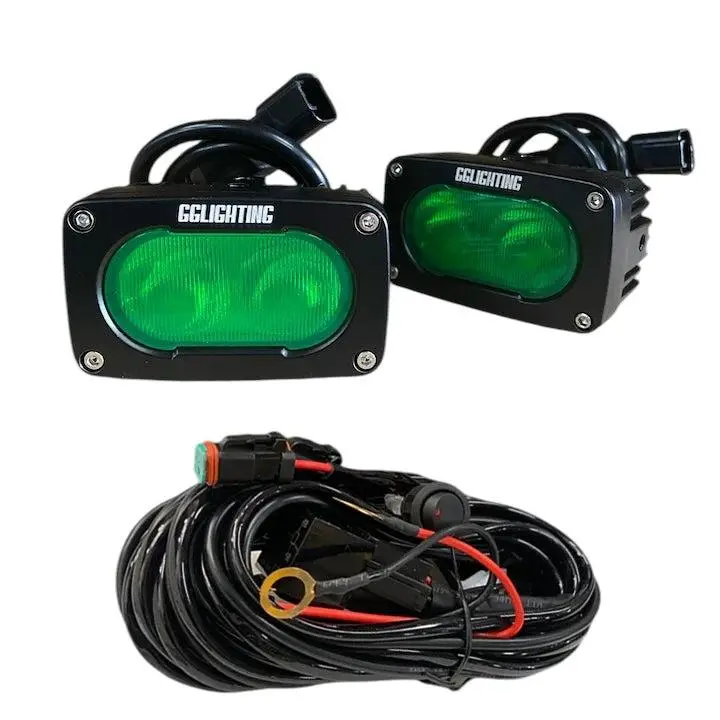 Gp10 Offroad Led Pod Bundle Green With Free Wiring Harness 1