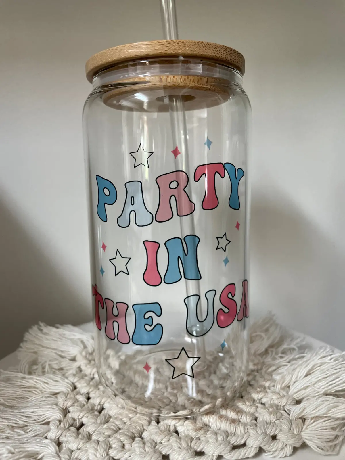 Party In The Usa | Merica | Glass Can | America | Pass Me A Cold One | July | Patriotic | Red White Blue 1
