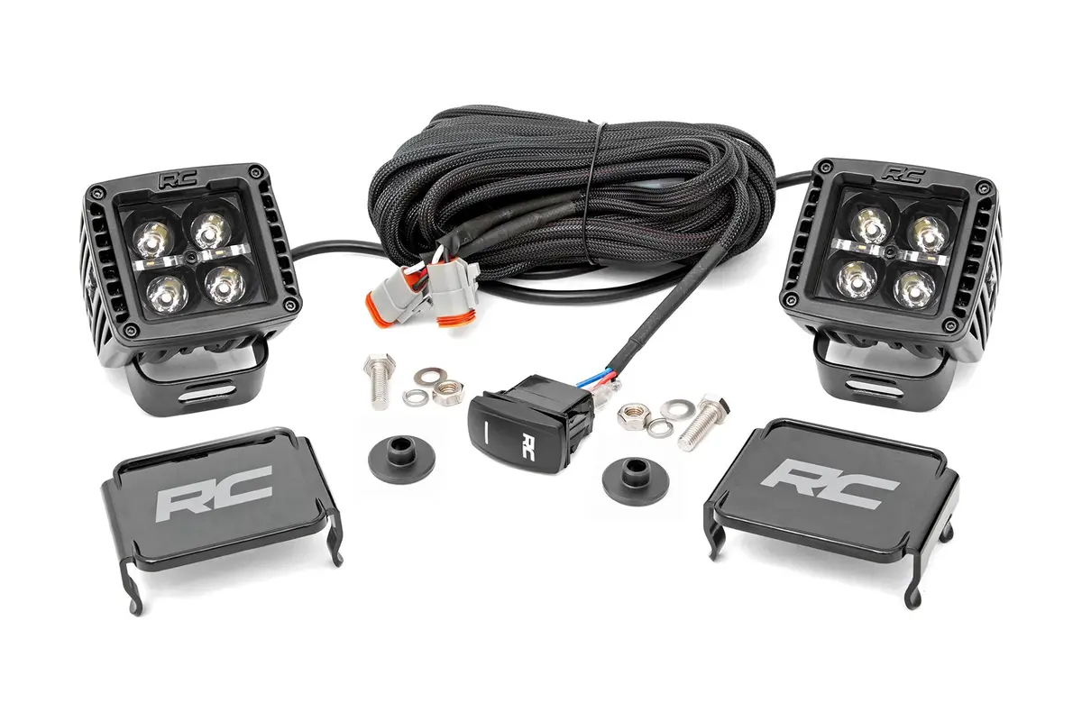 Led Light Ditch Mount 2Inch Black Pair Amber Drl Ford Bronco 21 23 1