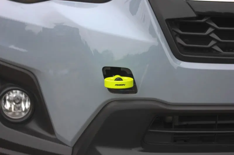 Perrin 2022 Subaru Wrx / 18-21 Crosstrek / 14-21 Forester Tow Hook Kit (Front) - Neon Yellow 1