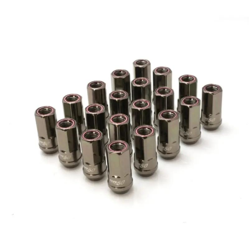 Wheel Mate Muteki Hr50 Open End Lug Nuts - Titanium Chrome W/ Red Ring 14X1.50 1