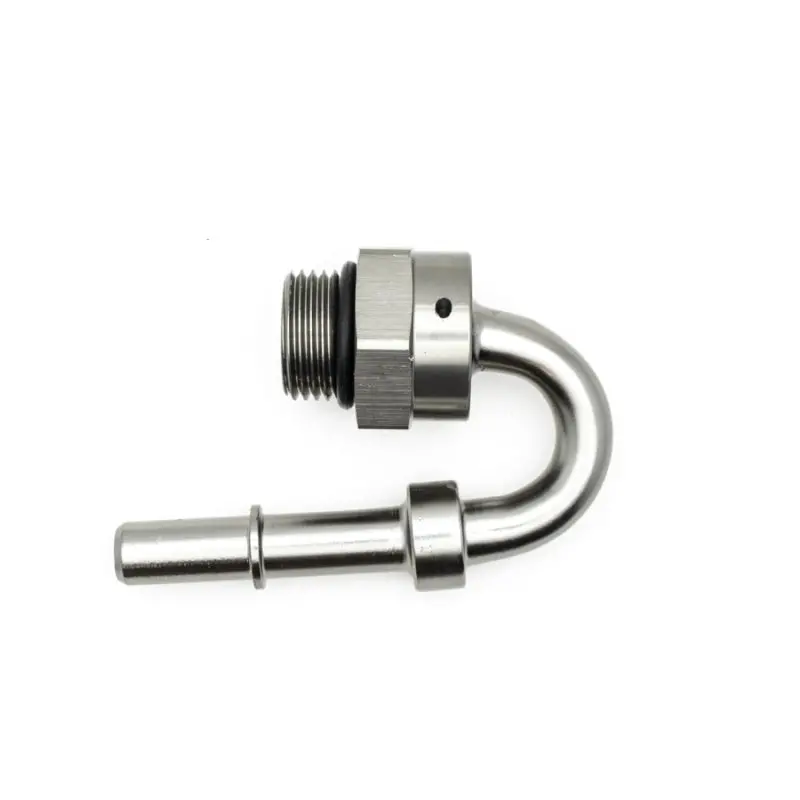 Deatschwerks 8An Orb Male To 3/8In Male Efi Quick Connect Adapter 180-Degree - Anodized Matte Black 1