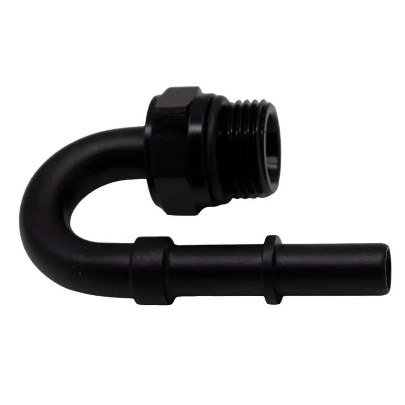 Deatschwerks 8An Orb Male To 3/8In Male Efi Quick Connect Adapter 180-Degree - Anodized Matte Black 2