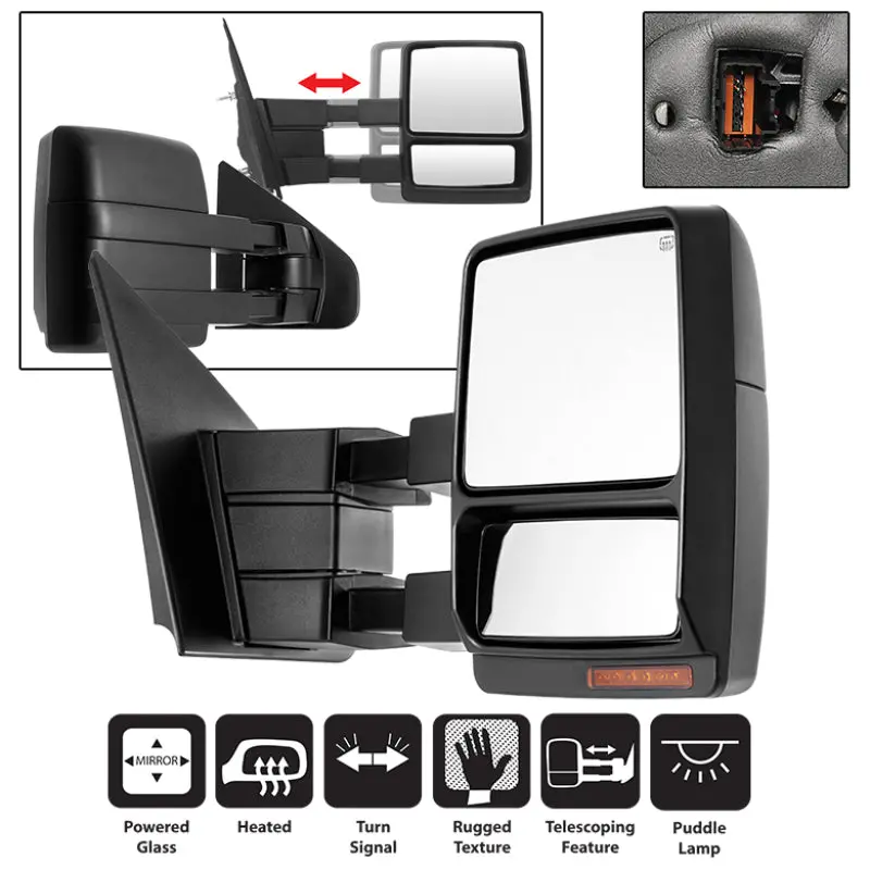 Xtune Ford F150 07-14 Power Heated Amber Led Signal Telescoping Mirror Right Mir-Ff15007s-Pwh-Am-R 1