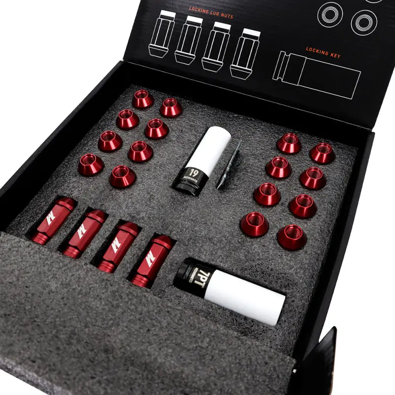 Mishimoto Aluminum Locking Lug Nuts M12x1.25 20Pc Set Red 2