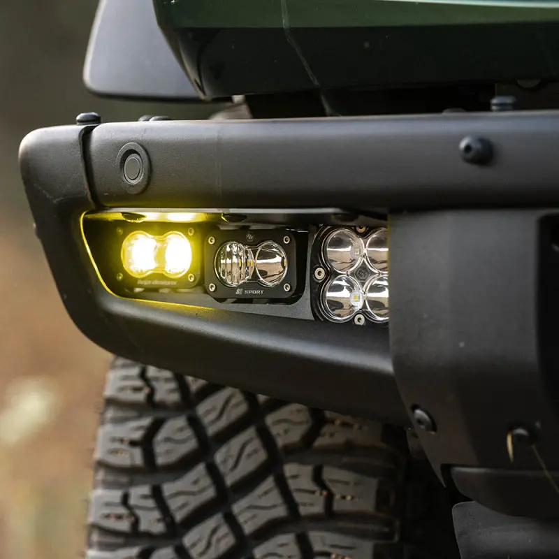 Baja Designs 21-22 Ford Bronco W/Steel Bumper S2 Sae Pro Fog Pocket Light Kit - Amber 1