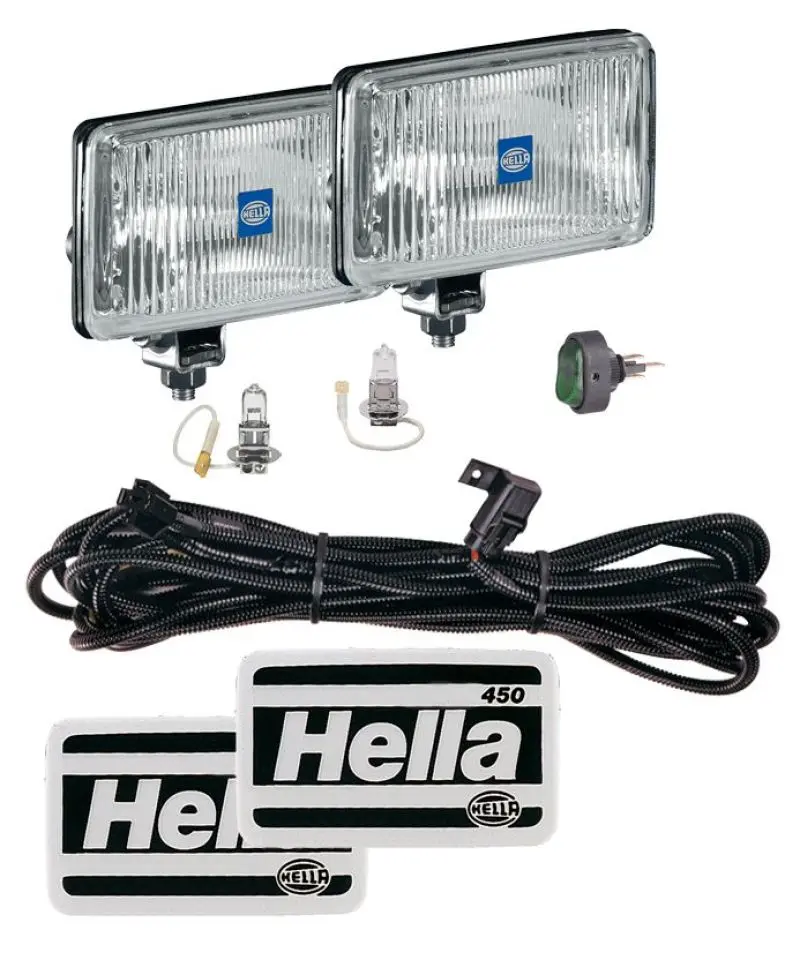 Hella 450 H3 12V Sae/Ece Fog Lamp Kit Clear - Rectangle (Includes 2 Lamps) 1