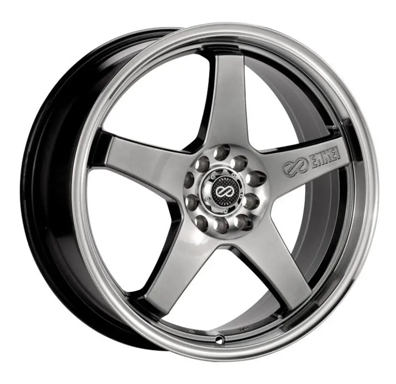 Enkei Ev5 17X7 4X100/108 45Mm Offset 72.6 Bolt Diameter Hyper Black W/ Machined Lip Wheel 1