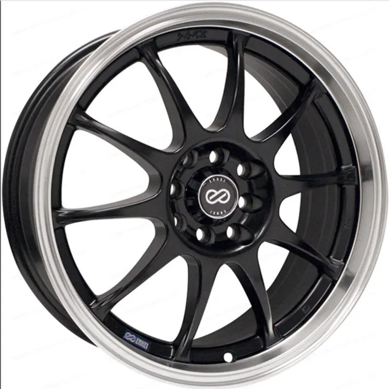 Enkei J10 15X6.5 4X100/114.3 38Mm Offset 72.62Mm Bore Dia Matte Black W/ Machined Lip Wheel 1
