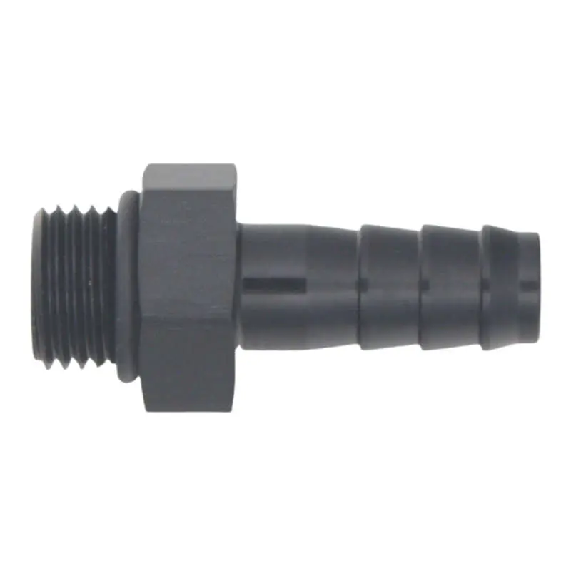 Deatschwerks 6An Orb Male To 3/8In Male Triple Barb Fitting (Incl O-Ring) - Anodized Matte Black 2